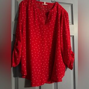 Maurices Red Heart Pattern Blouse